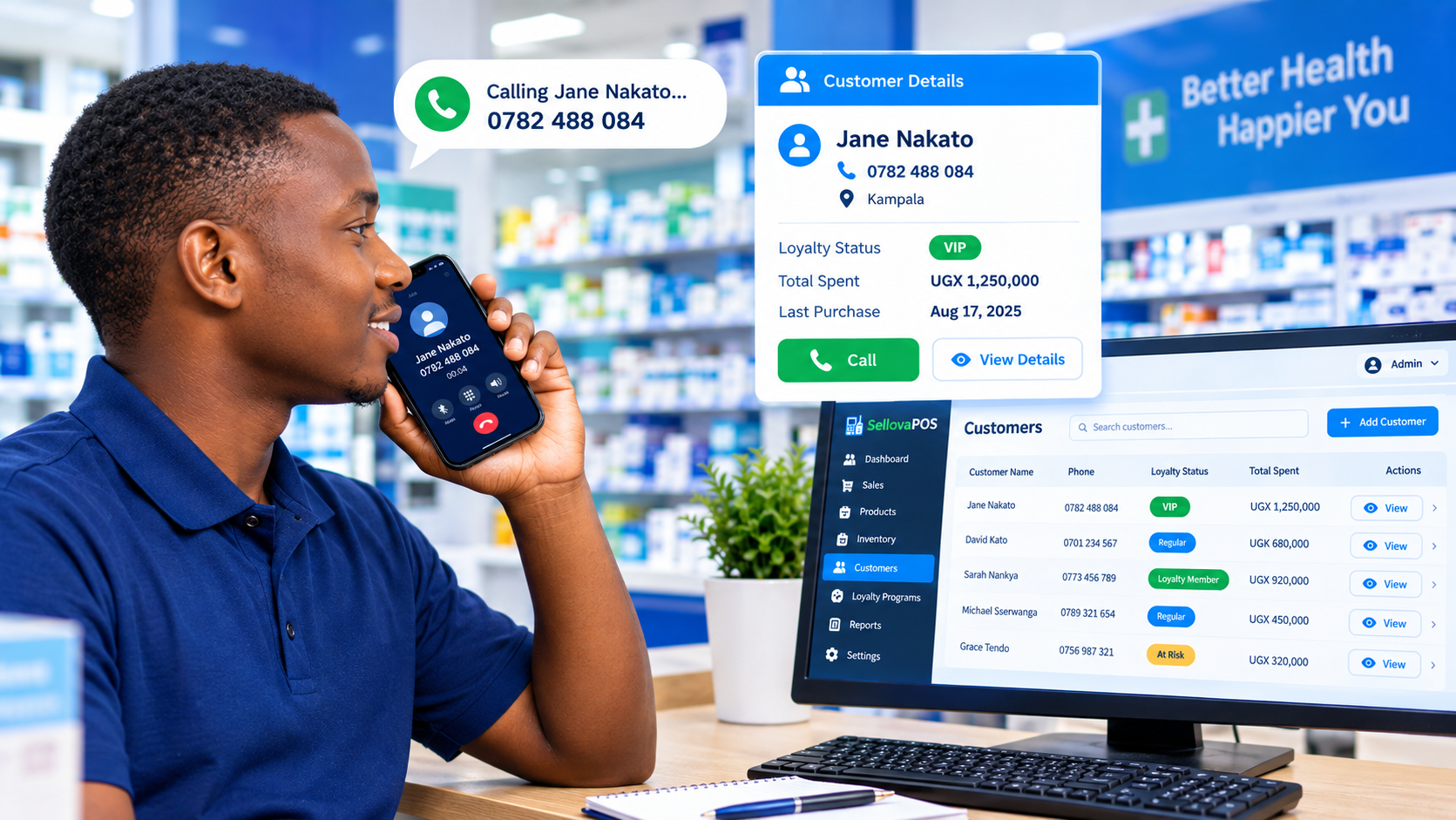 SellovaPOS POS customer relationship management screen