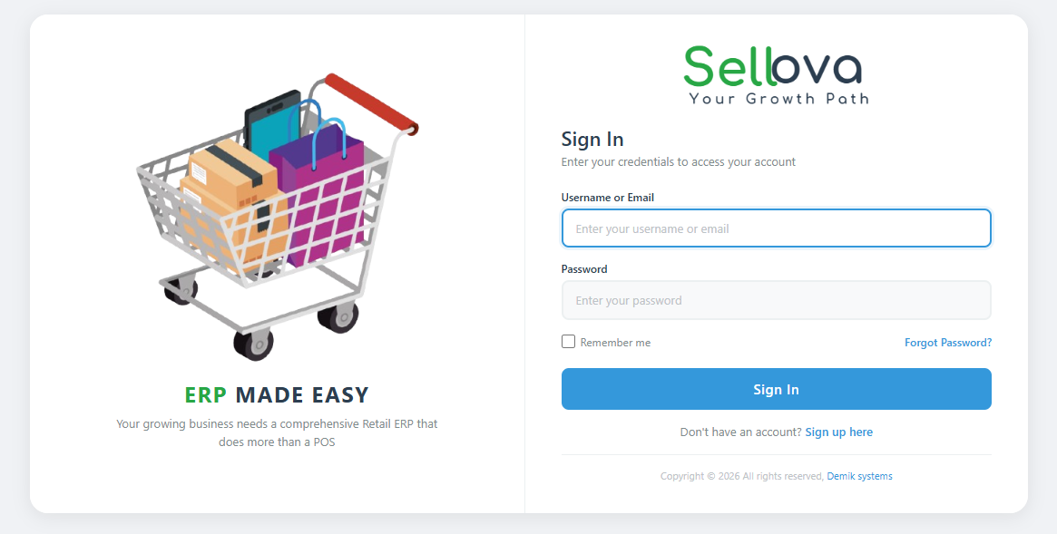 Sellova POS Dashboard